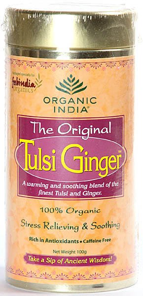 Organic India- The Original Tulsi Ginger (A warming and soothing blend of the finest Tulsi and Ginger) 100% Organic Stress Relieving & Soothing, Rich in Antioxidants, Caffeube Free - book cover
